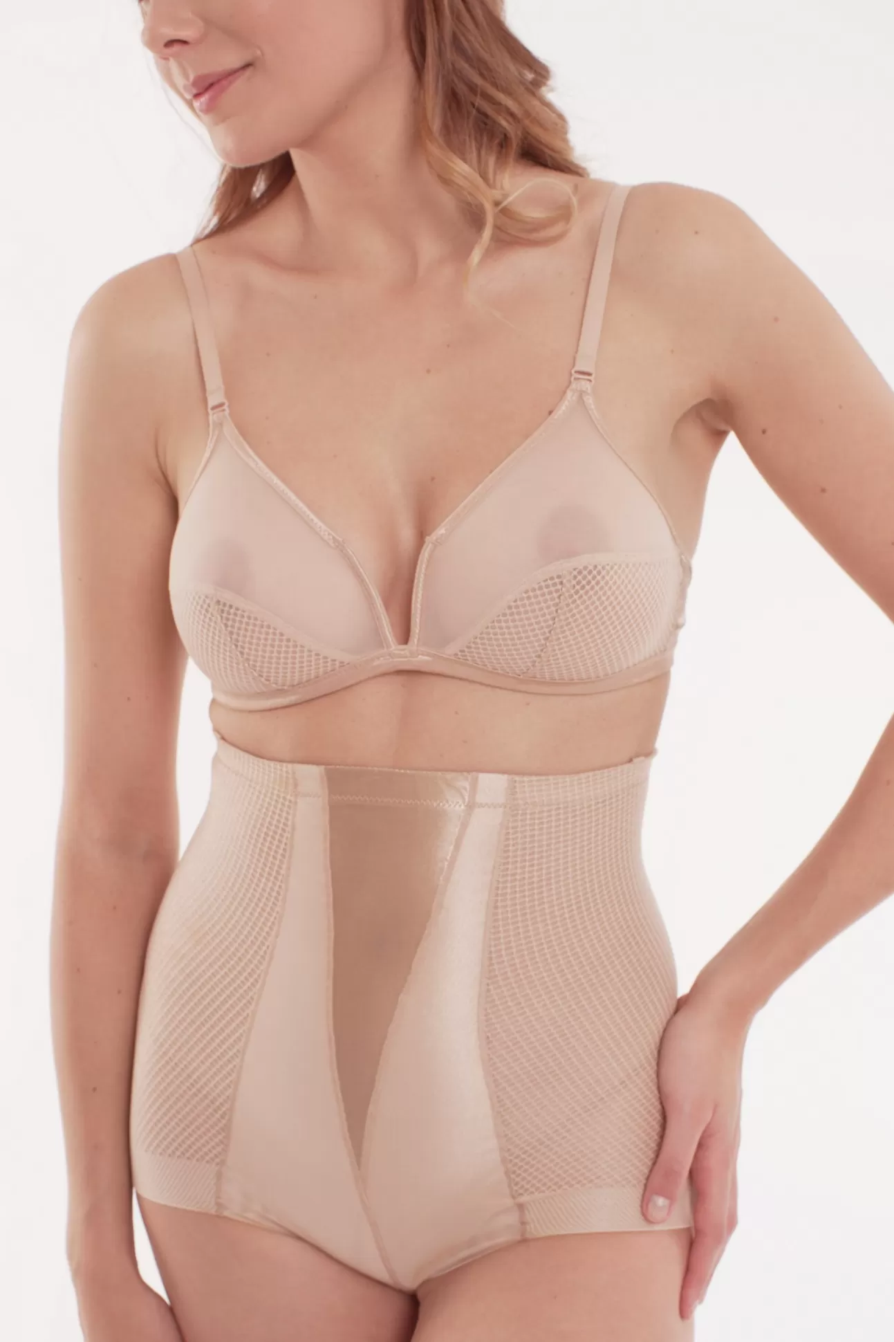 Maison Lejaby Silhouette*Gaine Taille Haute Avec Bretelles Amovibles En Mati Re Gainante Beige
